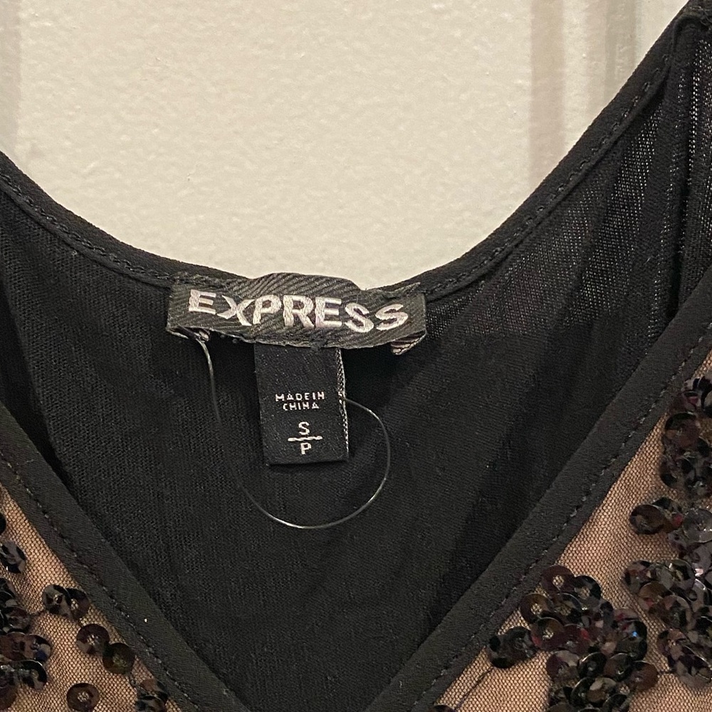 Express sequin tank top black/ tan size S - Picture 3 of 4